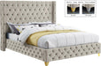Savan Cream Velvet King Bed - All Brands Furniture (NJ)