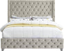 Savan Cream Velvet Queen Bed - All Brands Furniture (NJ)