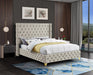 Savan Cream Velvet Queen Bed - All Brands Furniture (NJ)