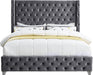 Savan Grey Velvet King Bed - All Brands Furniture (NJ)