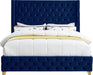 Savan Navy Velvet Queen Bed - All Brands Furniture (NJ)