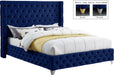 Savan Navy Velvet Queen Bed - All Brands Furniture (NJ)