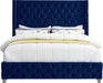 Savan Navy Velvet King Bed - All Brands Furniture (NJ)