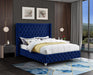 Savan Navy Velvet Queen Bed - All Brands Furniture (NJ)