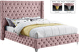 Savan Pink Velvet Queen Bed - All Brands Furniture (NJ)