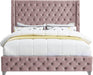Savan Pink Velvet Queen Bed - All Brands Furniture (NJ)