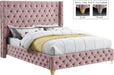 Savan Pink Velvet Queen Bed - All Brands Furniture (NJ)