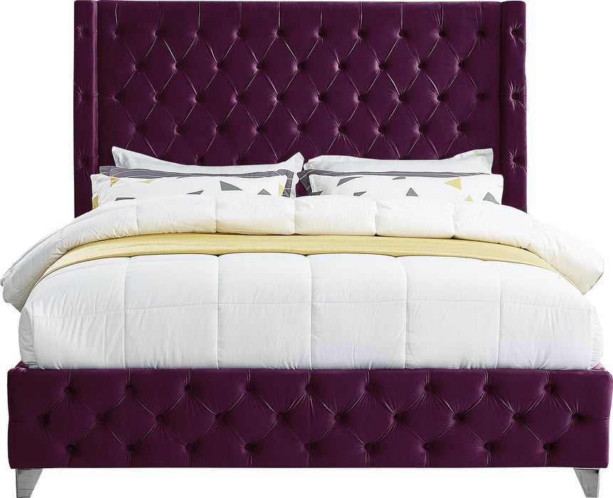 Savan Purple Velvet Full Bed - All Brands Furniture (NJ)