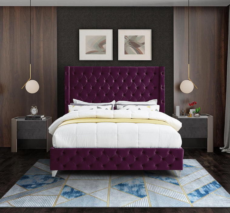 Savan Purple Velvet Full Bed - All Brands Furniture (NJ)
