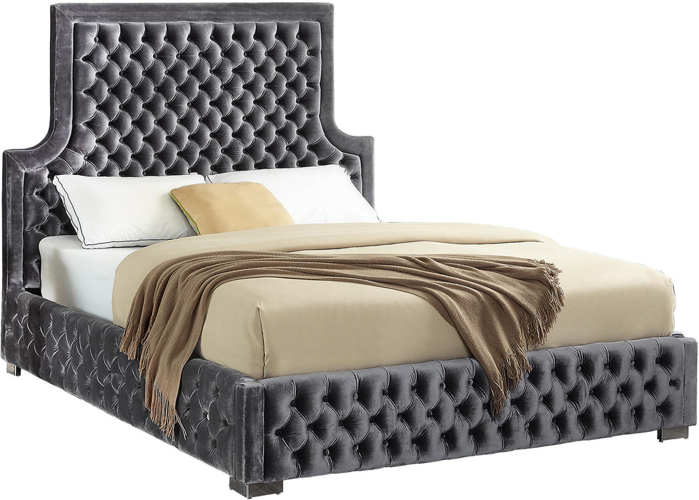 Sedona Grey Velvet Queen Bed - All Brands Furniture (NJ)