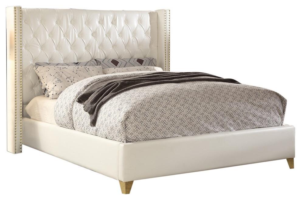 Soho White Bonded Leather King Bed - All Brands Furniture (NJ)