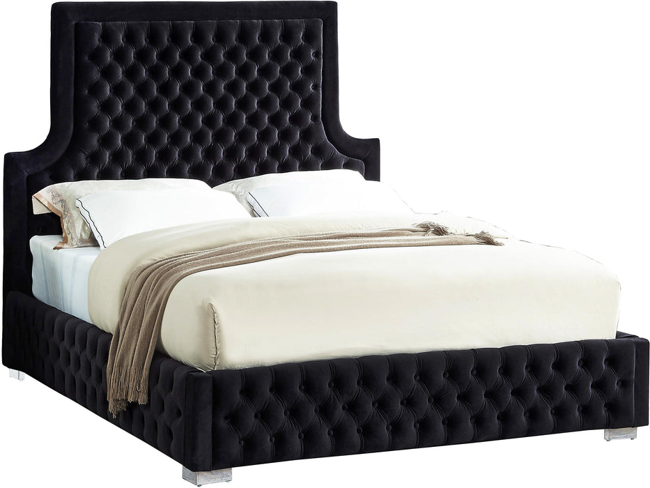 Sedona Black Velvet Queen Bed - All Brands Furniture (NJ)