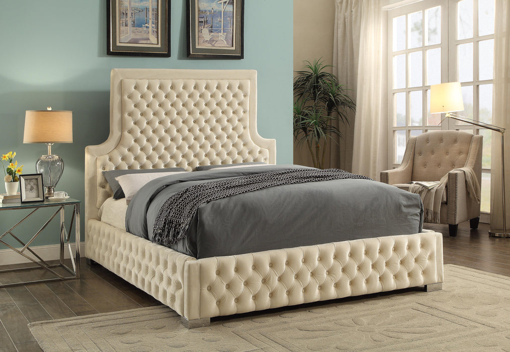 Sedona Cream Velvet Queen Bed - All Brands Furniture (NJ)