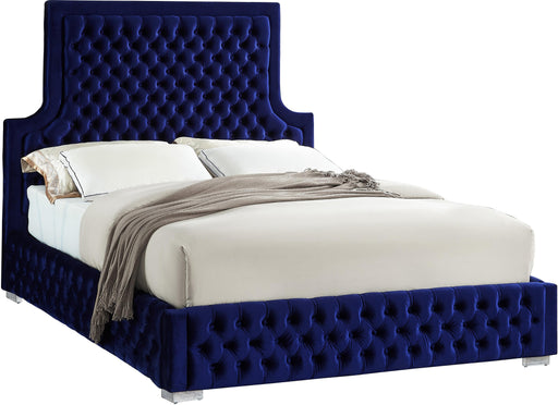 Sedona Navy Velvet Queen Bed - All Brands Furniture (NJ)