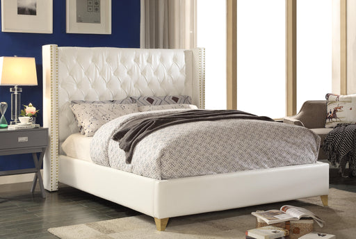 Soho White Bonded Leather King Bed - All Brands Furniture (NJ)