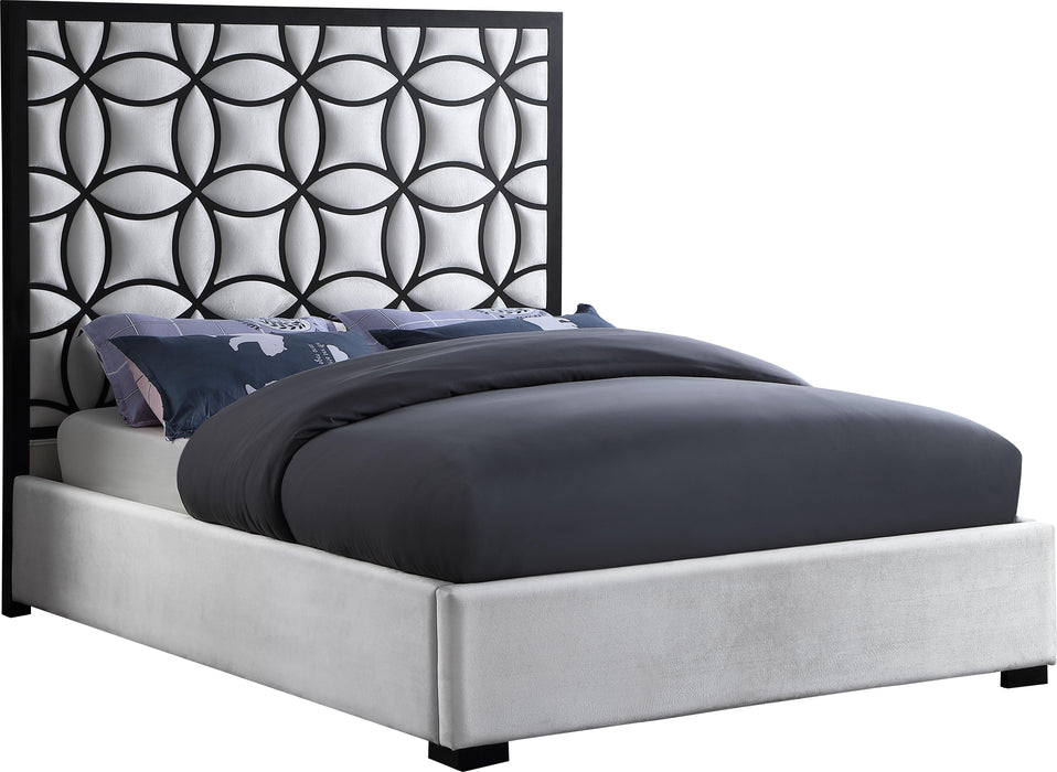 Taj White Velvet Queen Bed - All Brands Furniture (NJ)