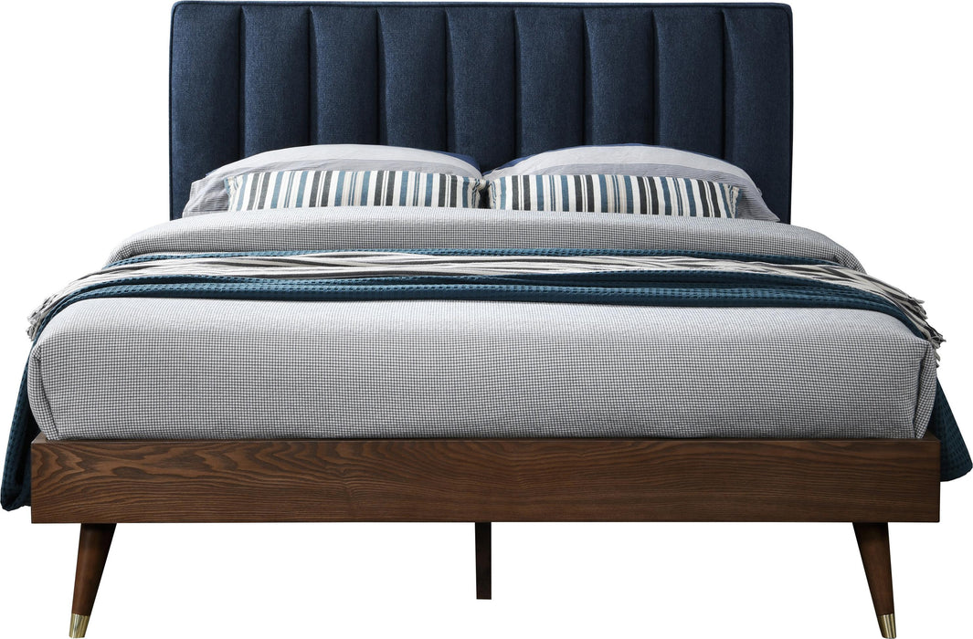 Vance Navy Linen Fabric Queen Bed (3 Boxes) - All Brands Furniture (NJ)