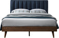 Vance Navy Linen Fabric Queen Bed (3 Boxes) - All Brands Furniture (NJ)