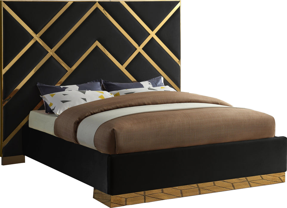 Vector Black Velvet Queen Bed - All Brands Furniture (NJ)