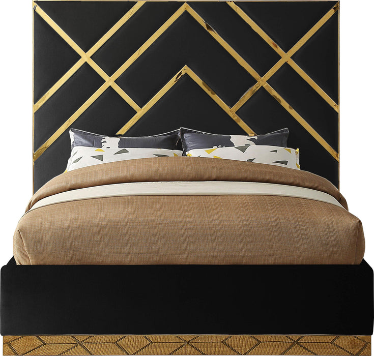 Vector Black Velvet Queen Bed - All Brands Furniture (NJ)