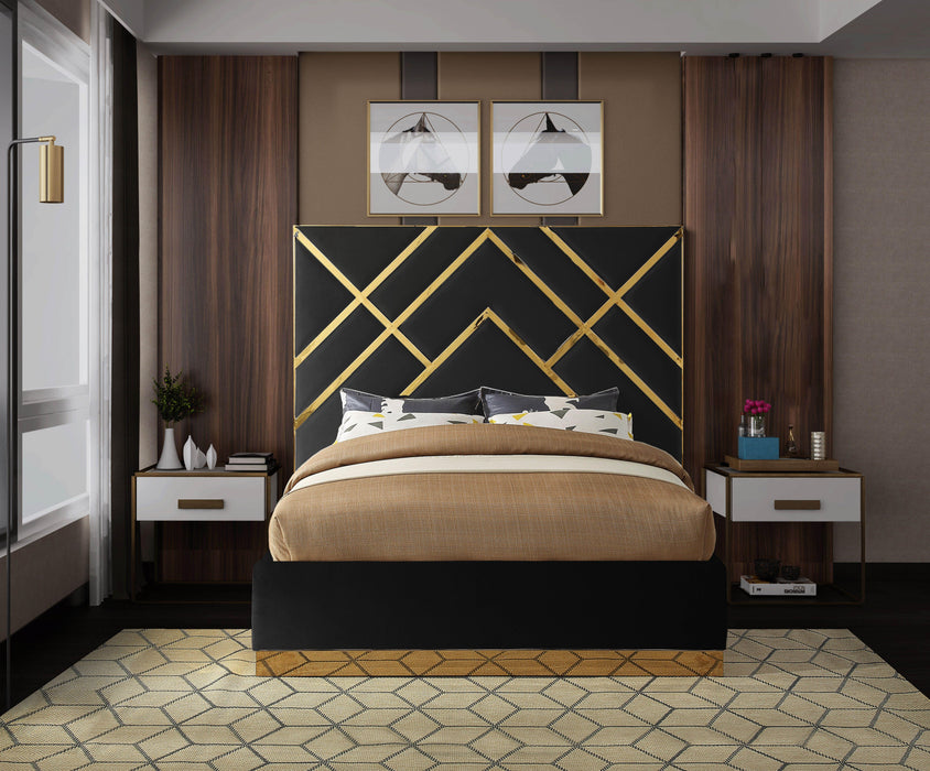 Vector Black Velvet Queen Bed - All Brands Furniture (NJ)