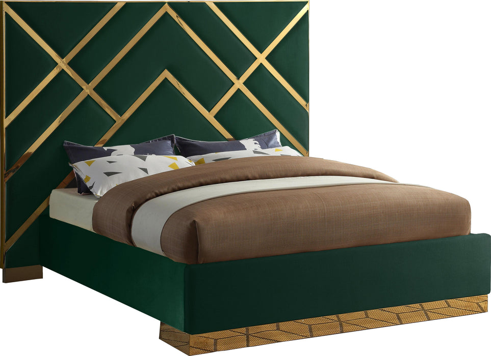 Vector Green Velvet Queen Bed - All Brands Furniture (NJ)