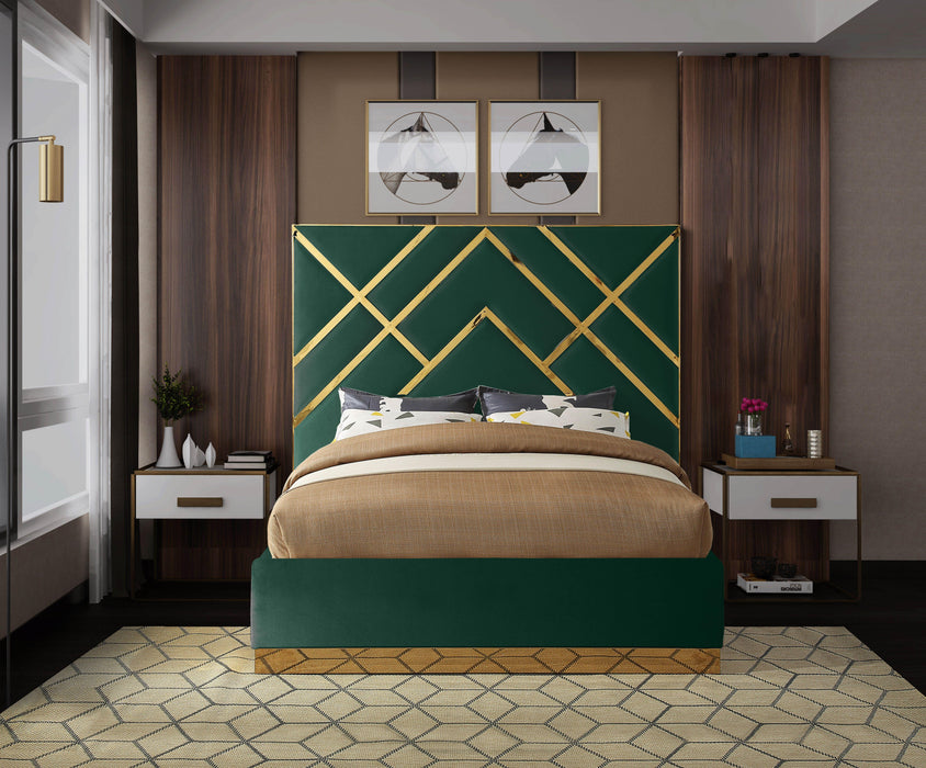 Vector Green Velvet Queen Bed - All Brands Furniture (NJ)