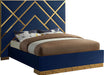 Vector Navy Velvet Queen Bed - All Brands Furniture (NJ)