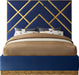 Vector Navy Velvet Queen Bed - All Brands Furniture (NJ)