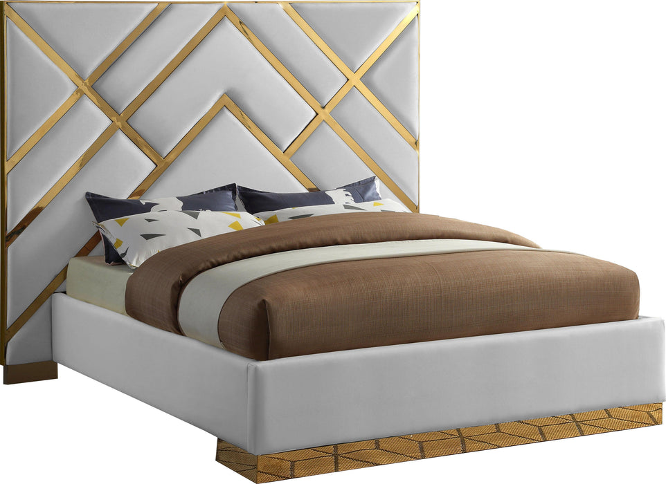 Vector White Faux Leather Queen Bed - All Brands Furniture (NJ)