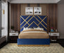 Vector Navy Velvet Queen Bed - All Brands Furniture (NJ)