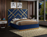 Vector Navy Velvet Queen Bed - All Brands Furniture (NJ)