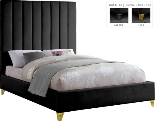 Via Black Velvet Queen Bed - All Brands Furniture (NJ)