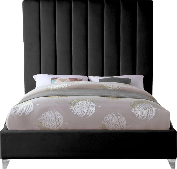 Via Black Velvet King Bed - All Brands Furniture (NJ)