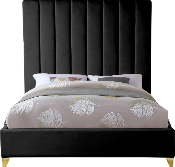 Via Black Velvet King Bed - All Brands Furniture (NJ)