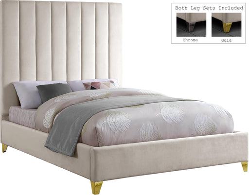 Via Cream Velvet Queen Bed - All Brands Furniture (NJ)