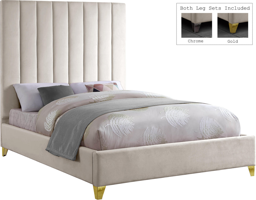 Via Cream Velvet Queen Bed - All Brands Furniture (NJ)