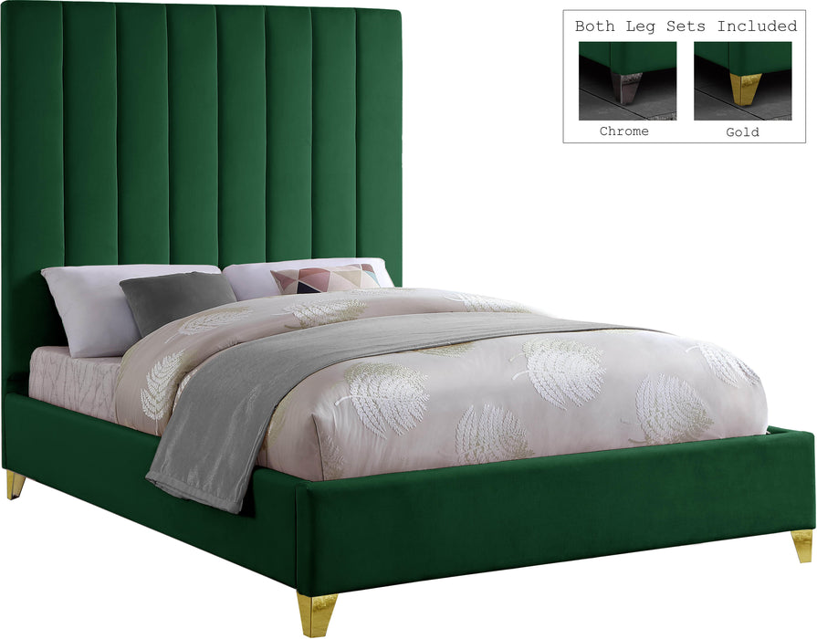 Via Green Velvet King Bed - All Brands Furniture (NJ)