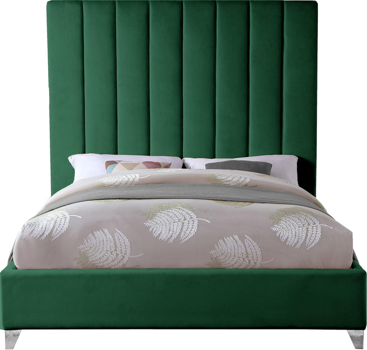 Via Green Velvet Queen Bed - All Brands Furniture (NJ)