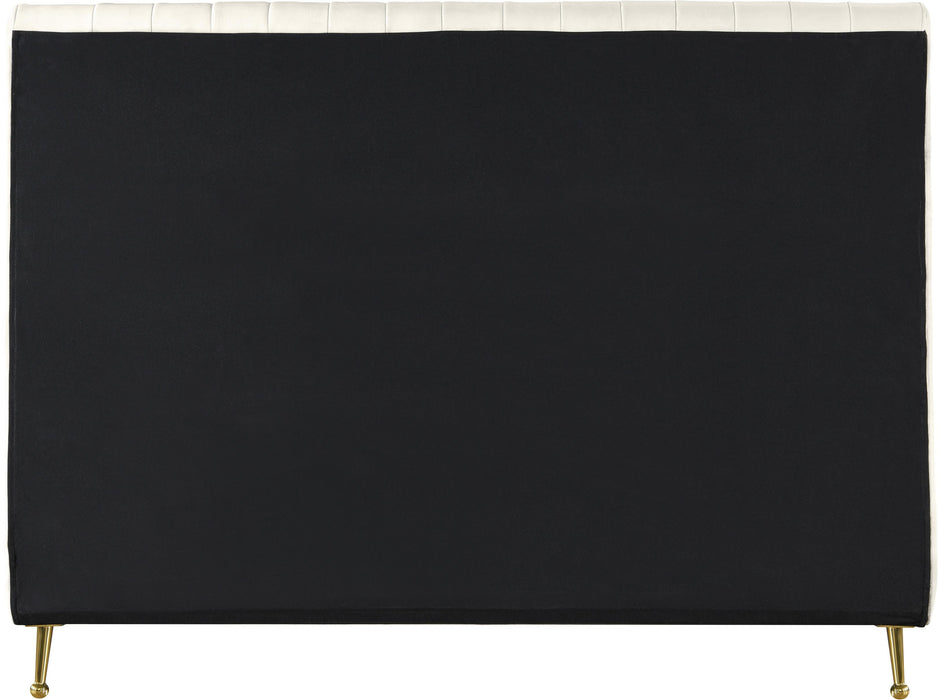 Zara Cream Velvet Queen Bed (3 Boxes) - All Brands Furniture (NJ)