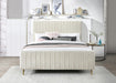 Zara Cream Velvet Queen Bed (3 Boxes) - All Brands Furniture (NJ)