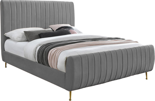 Zara Grey Velvet Queen Bed (3 Boxes) - All Brands Furniture (NJ)