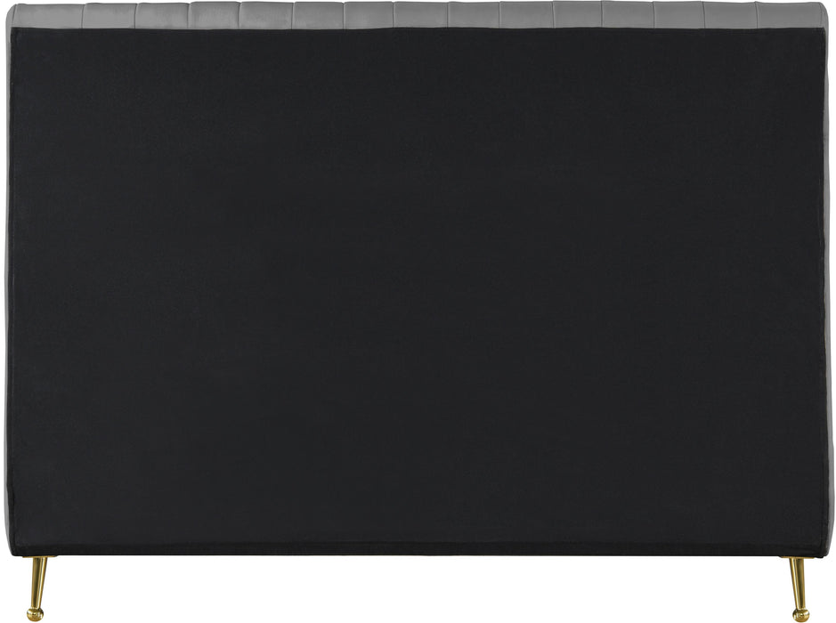 Zara Grey Velvet Queen Bed (3 Boxes) - All Brands Furniture (NJ)