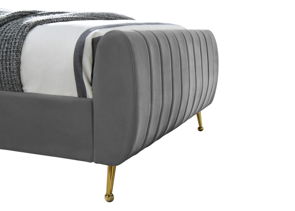 Zara Grey Velvet Queen Bed (3 Boxes) - All Brands Furniture (NJ)