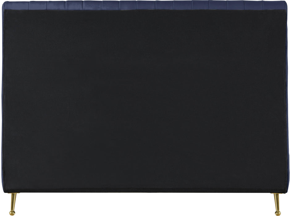 Zara Navy Velvet Queen Bed (3 Boxes) - All Brands Furniture (NJ)