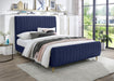 Zara Navy Velvet King Bed (3 Boxes) - All Brands Furniture (NJ)