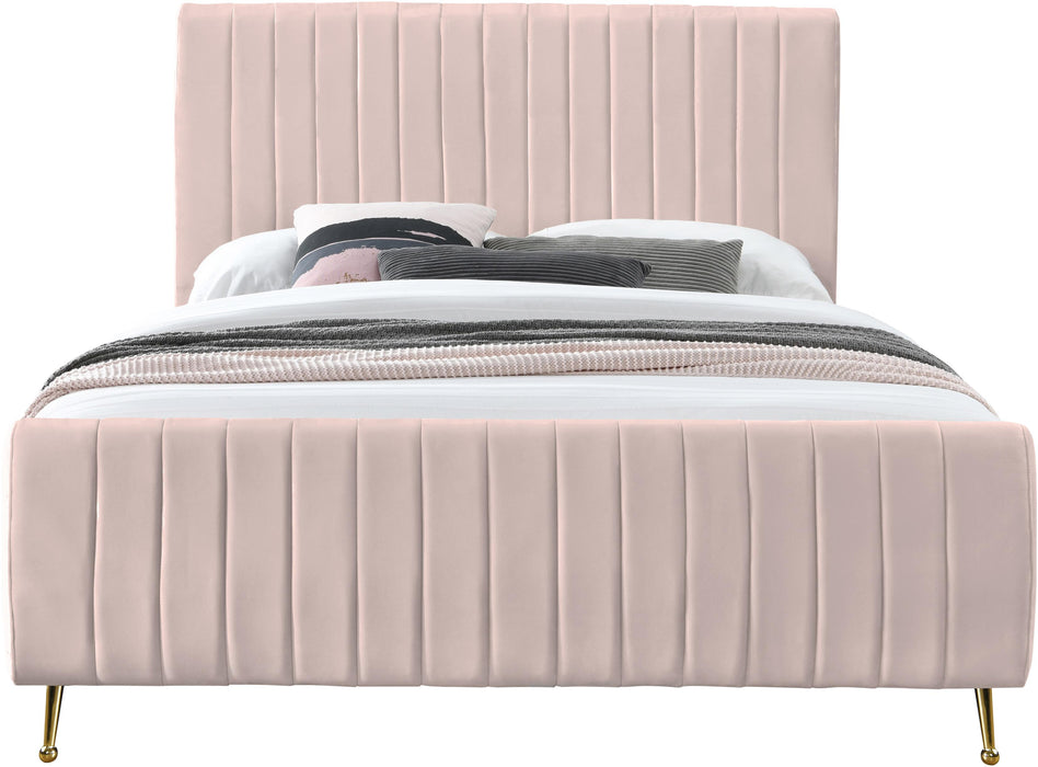 Zara Pink Velvet King Bed (3 Boxes) - All Brands Furniture (NJ)