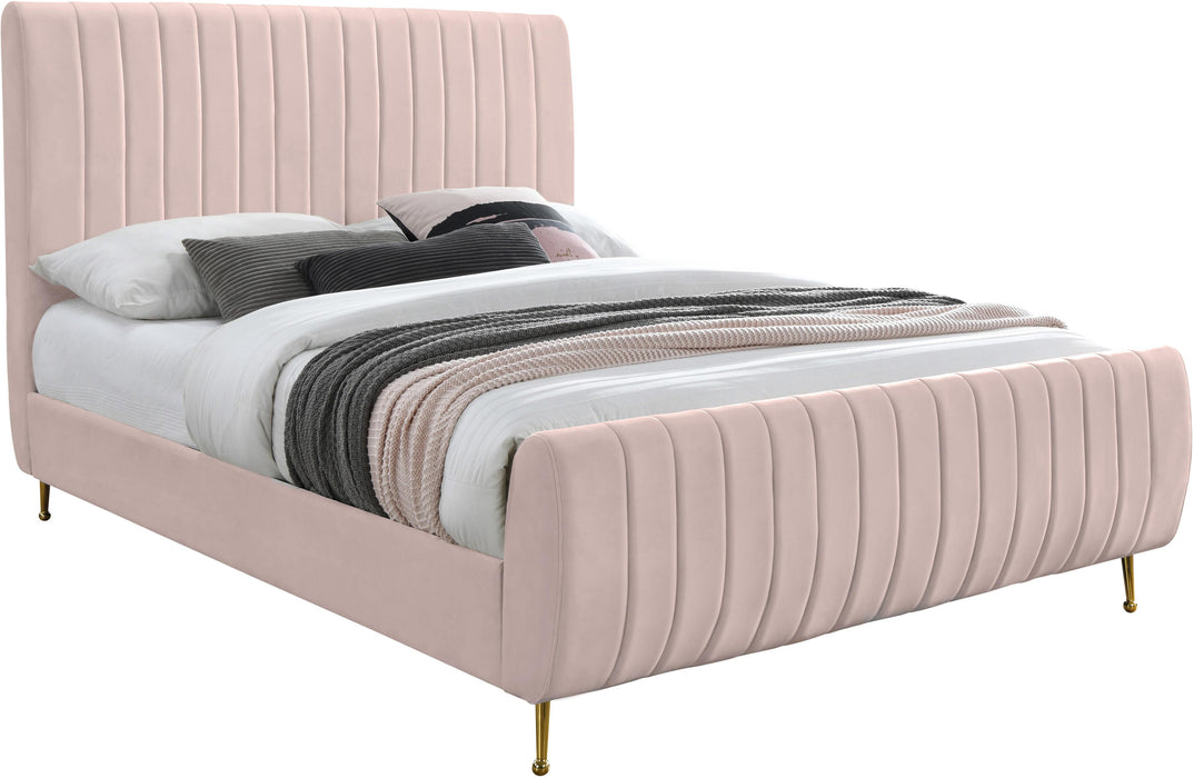 Zara Pink Velvet King Bed (3 Boxes) - All Brands Furniture (NJ)