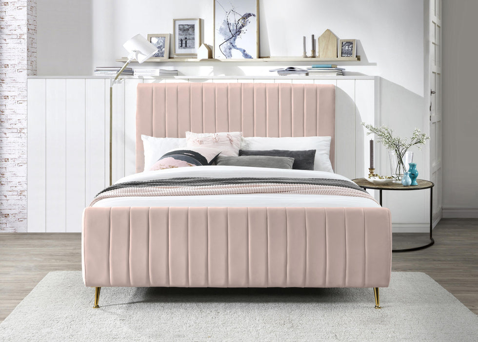 Zara Pink Velvet Queen Bed (3 Boxes) - All Brands Furniture (NJ)