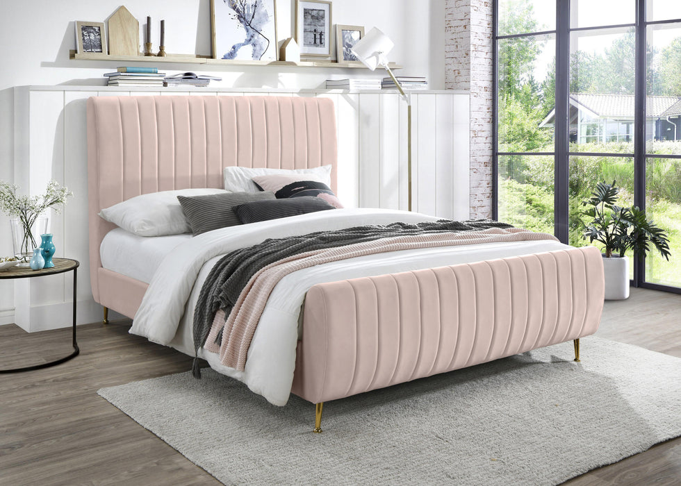 Zara Pink Velvet Full Bed (3 Boxes) - All Brands Furniture (NJ)